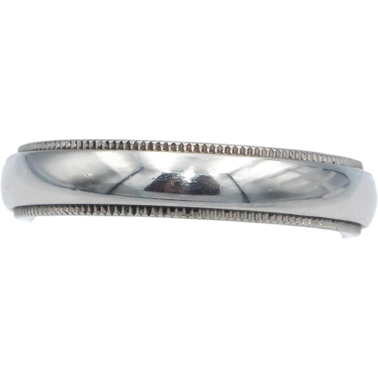 TIFFANY & CO. Platinum Jewelry Milgrain Edge Wedding Band Ring Size 5.5