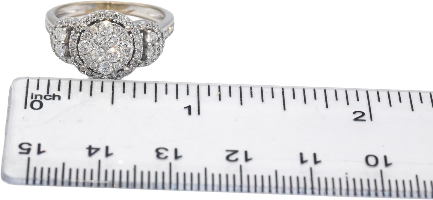 10k White Gold 0.75CT Round Cut Diamond Cluster Cocktail Ring Size 6.25