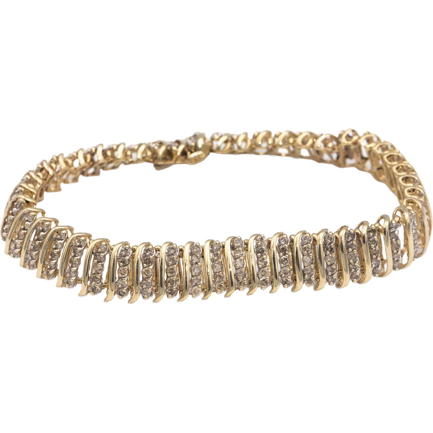 Diamond Round Cut 10k Yellow Gold Jewelry Fancy Link Bracelet 5.0CT