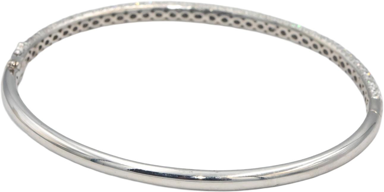18k White Gold VS Round Cut Diamond Pave Bangle Bracelet 2.0CT
