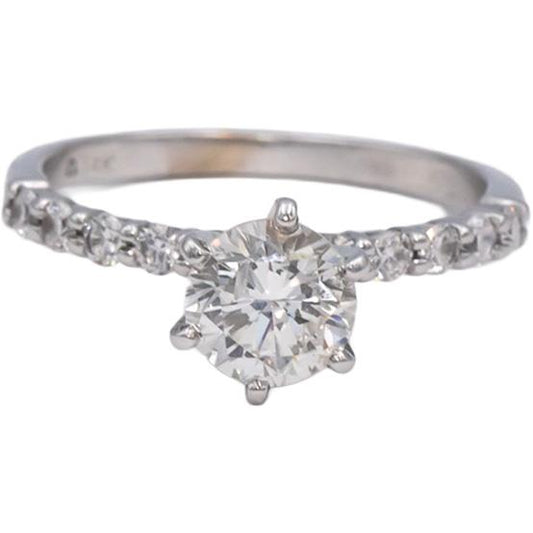 14k White Gold Round Diamond Engagement Ring 1.15CT w/ 0.75CT Center Size 8