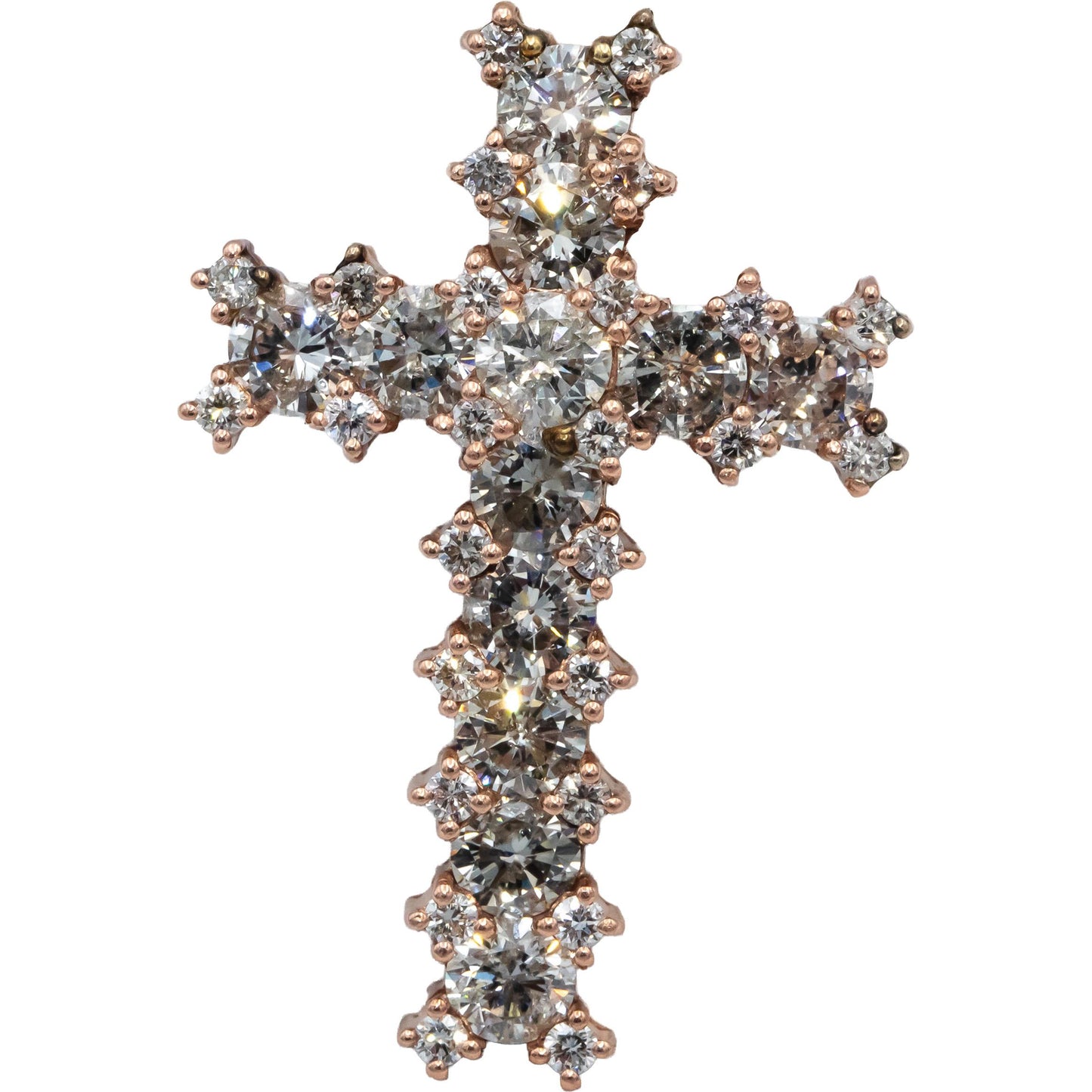 Round Diamond 14k Rose Gold Jewelry Cross Crucifix Pendant 4.43CT