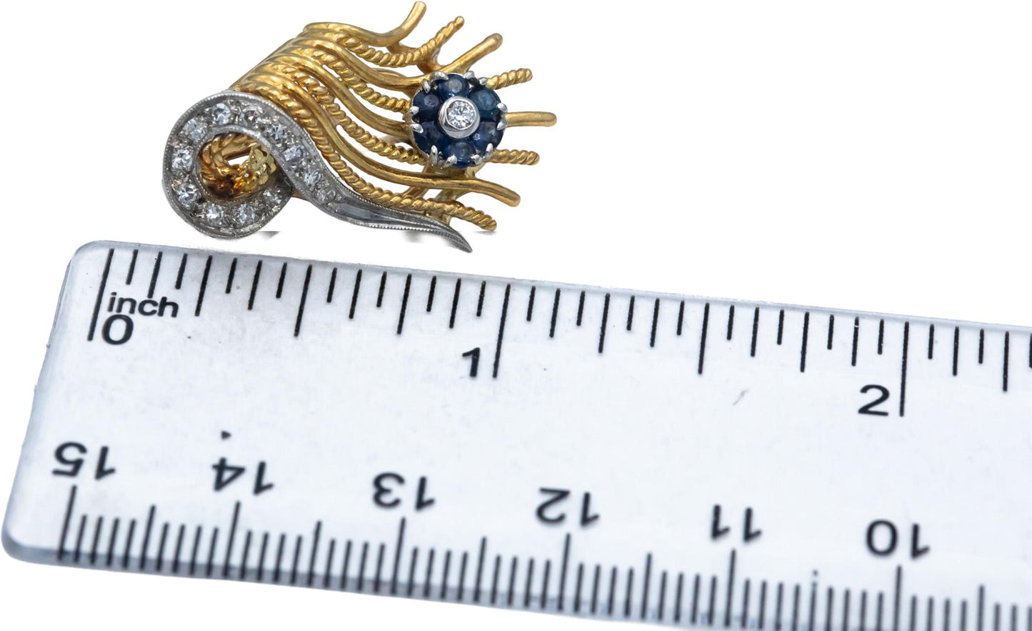 Vintage 18k White & Yellow Gold VS Diamond & Sapphire Earrings 0.50CT