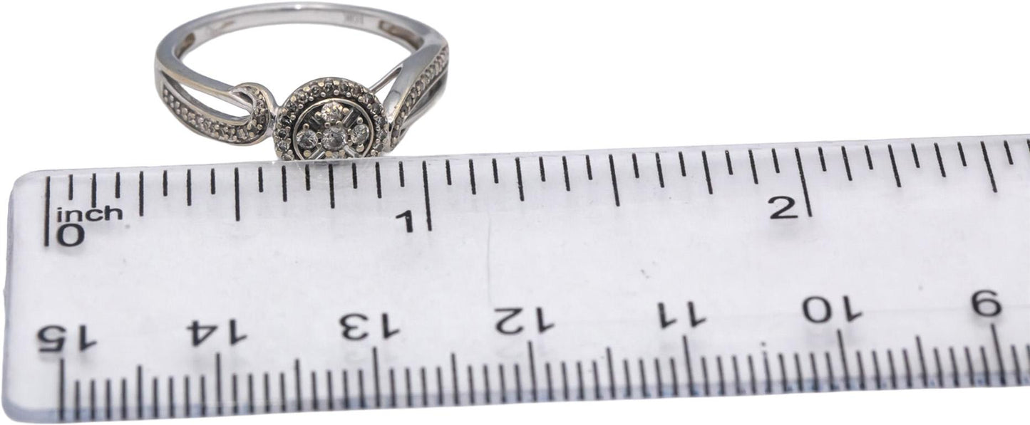 10k White Gold Round Diamond Cocktail Ring 0.25CT Size 7