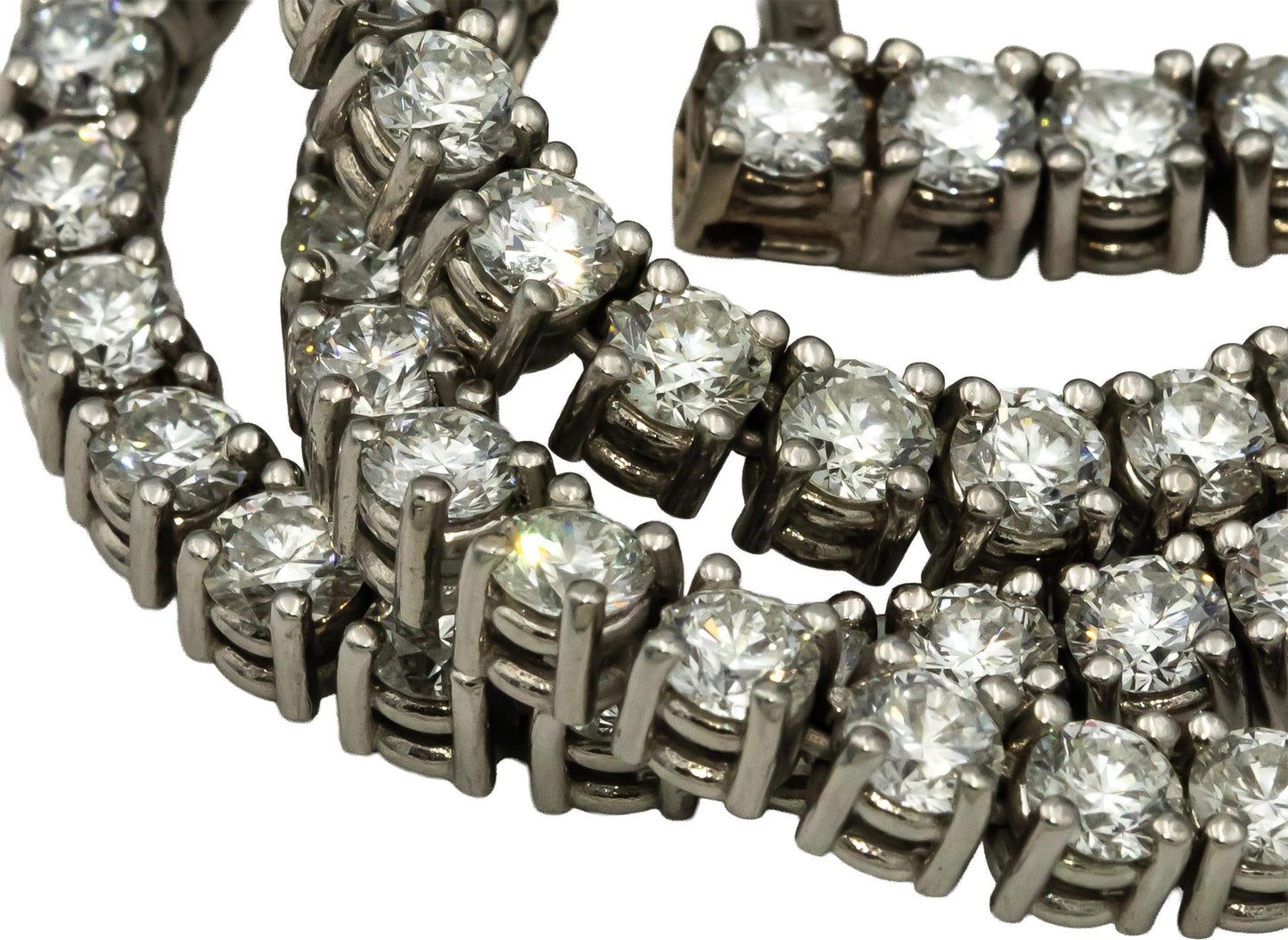 14k White Gold VS Round Diamond Tennis Necklace 27.05CT