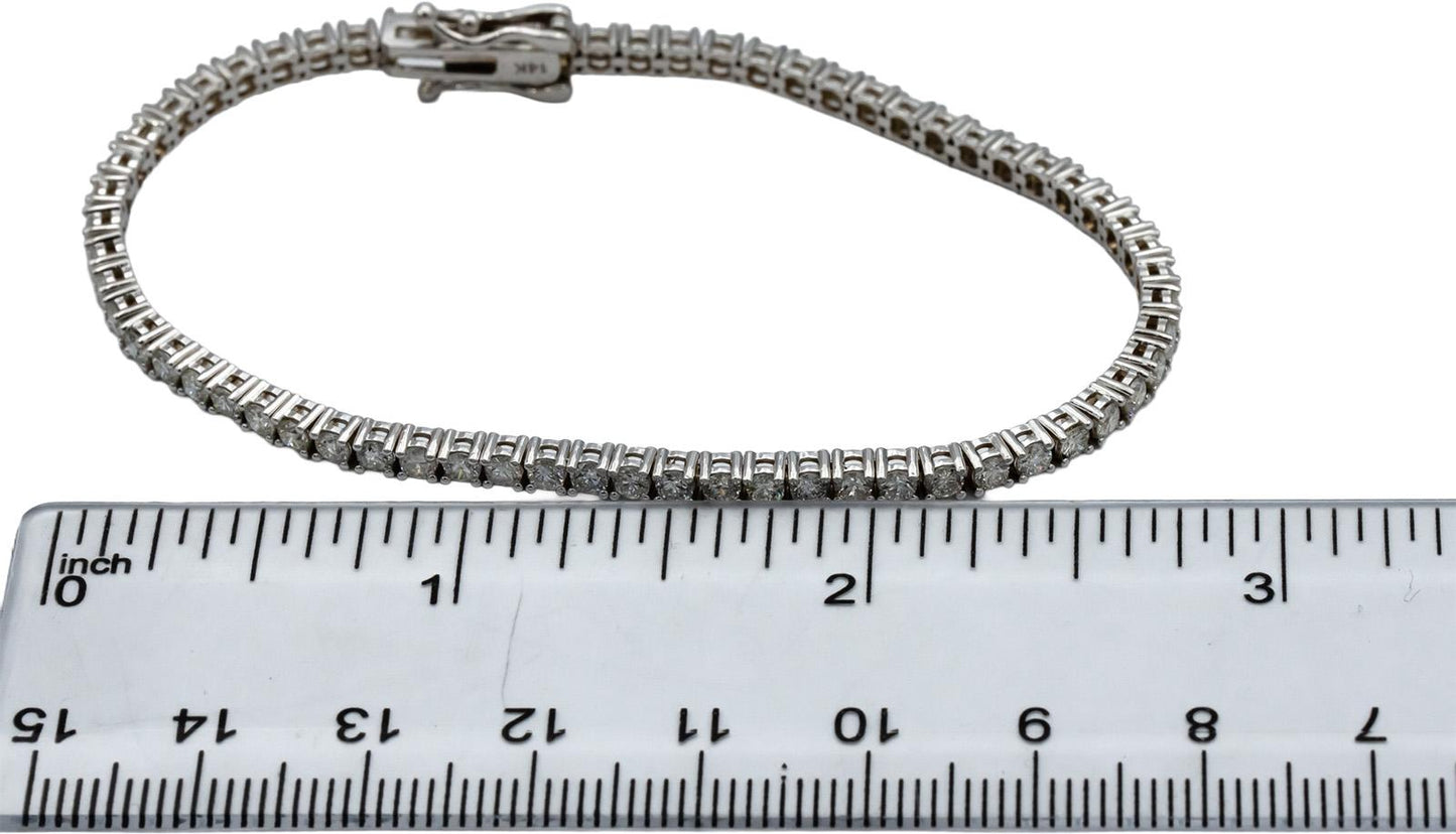 14k White Gold Round Diamond Tennis Bracelet 3.43CT