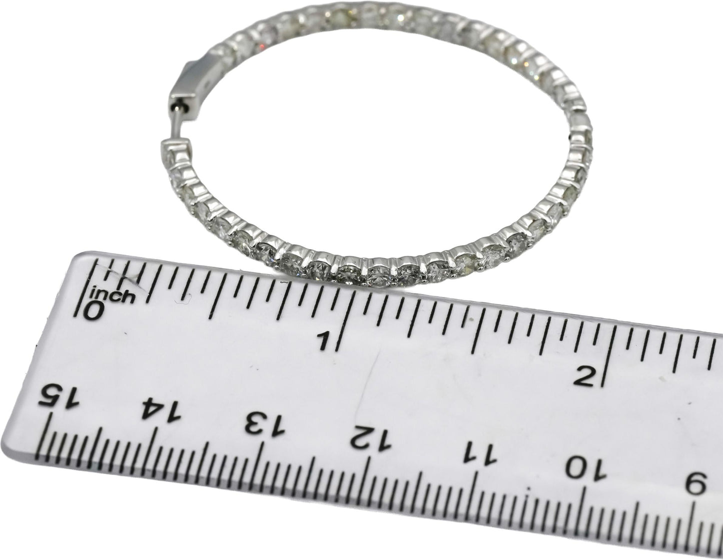 14k White Gold Round Natural Diamond Inside Out Hoop Earrings 6.43CT