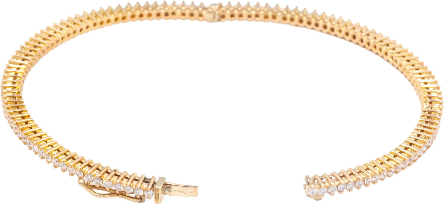 18k Yellow Gold VS Round Diamond Bangle Bracelet 2.20CT