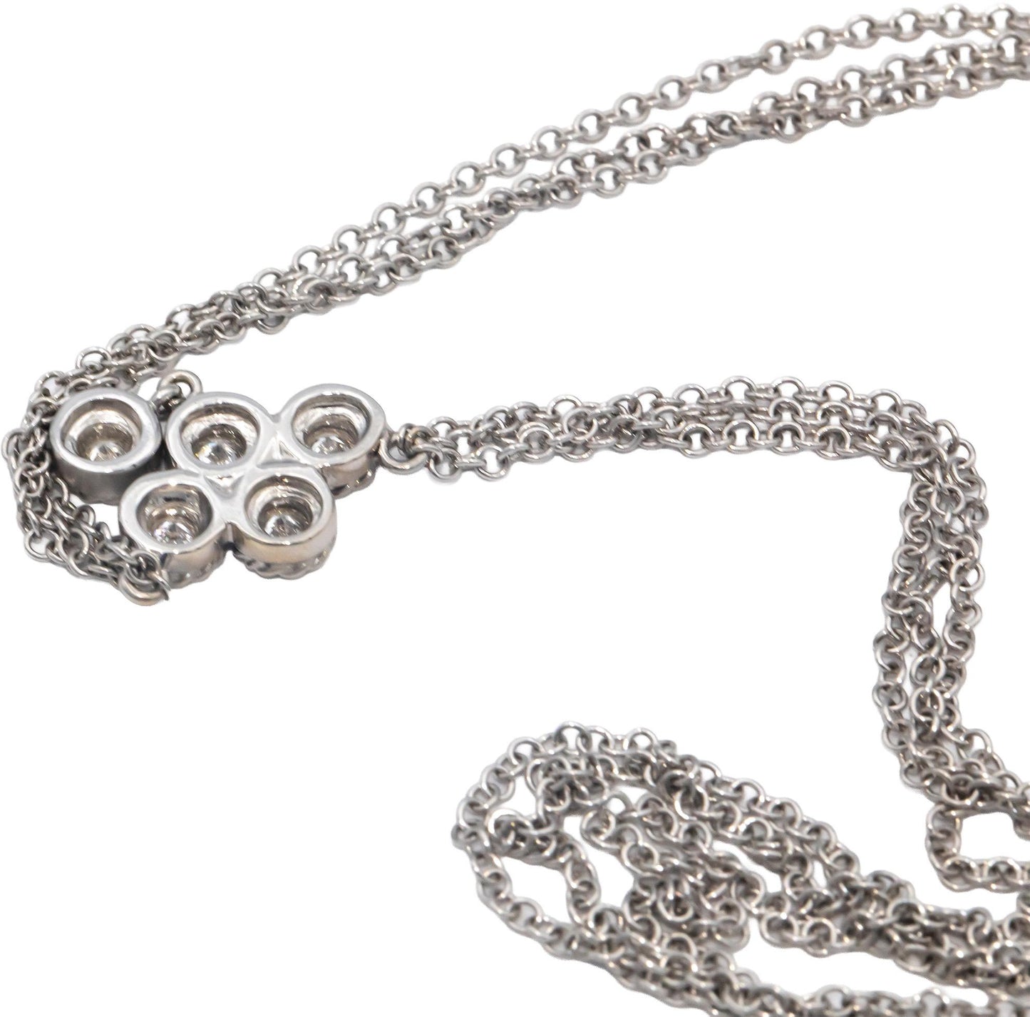 18k White Gold 0.50CT Diamond Pendant Multi-Chain Necklace