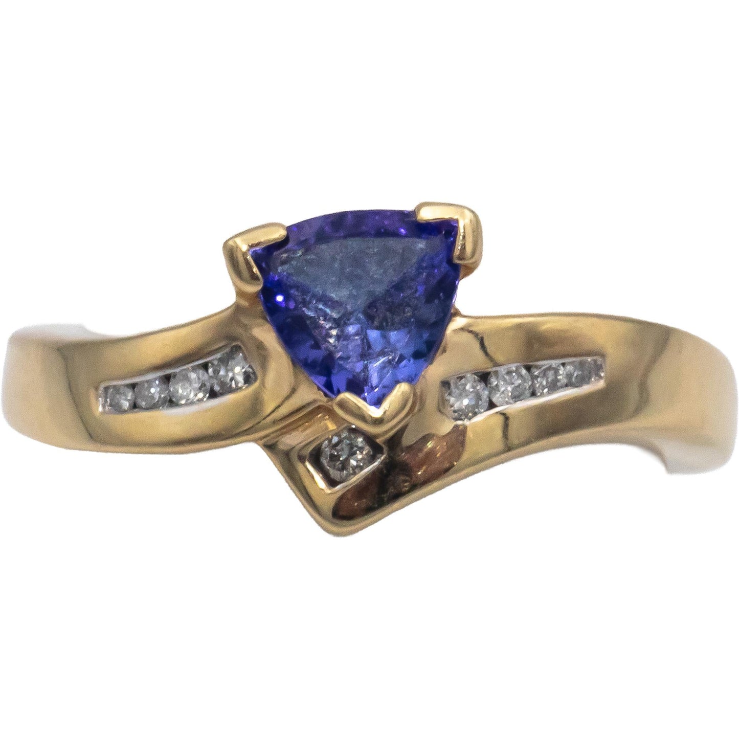 Vintage 14k Yellow Gold 0.56CT Diamond and Tanzanite Ring Size 7