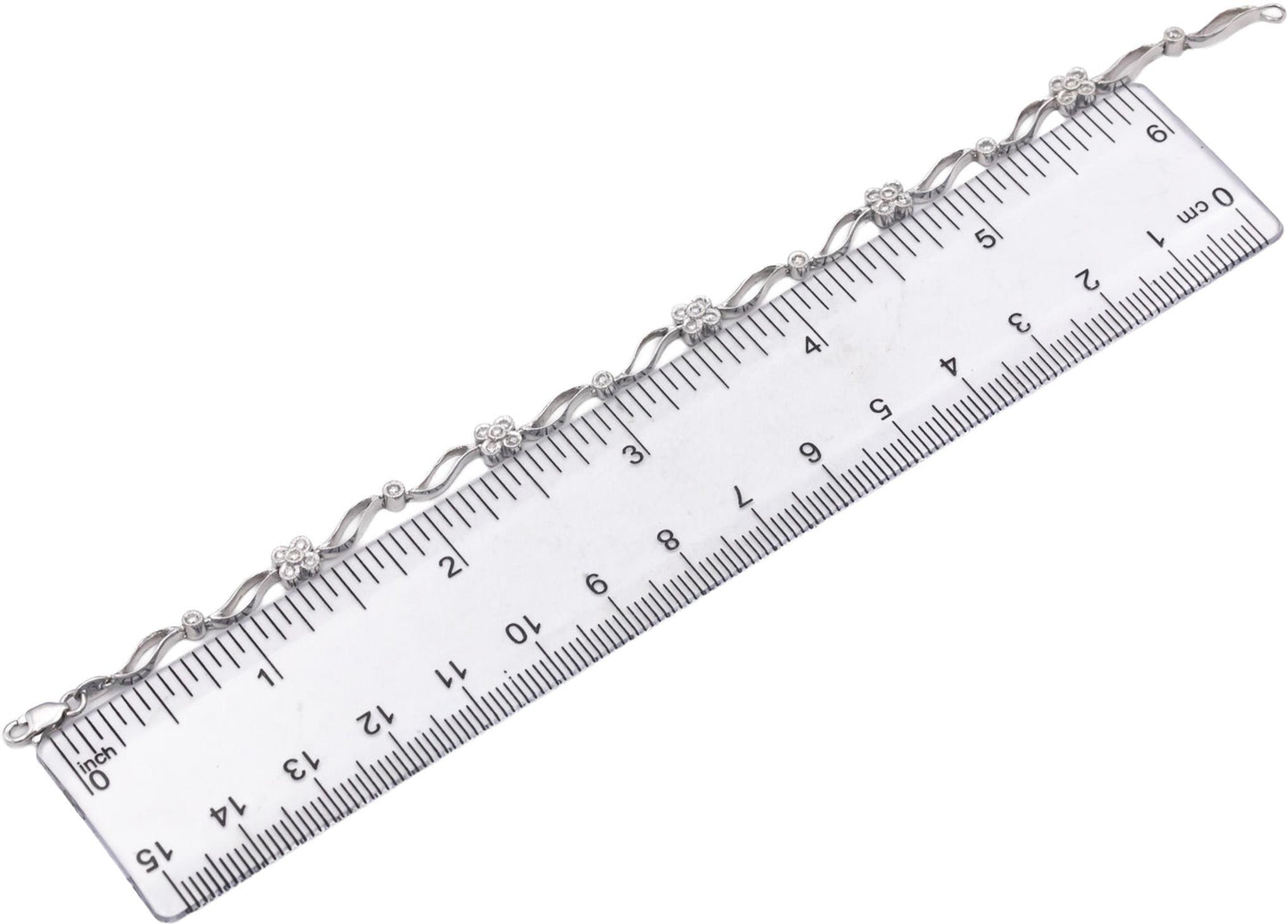 14k White Gold Jewelry Round Diamond Flower Fancy Link Bracelet 0.40CT