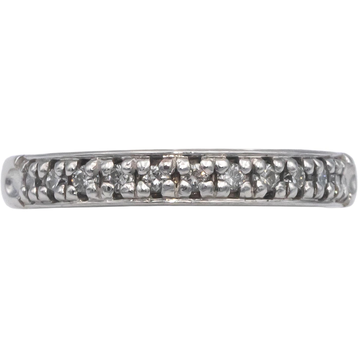 14k White Gold 0.16CT Round Cut Diamond Band Ring Size 6.5