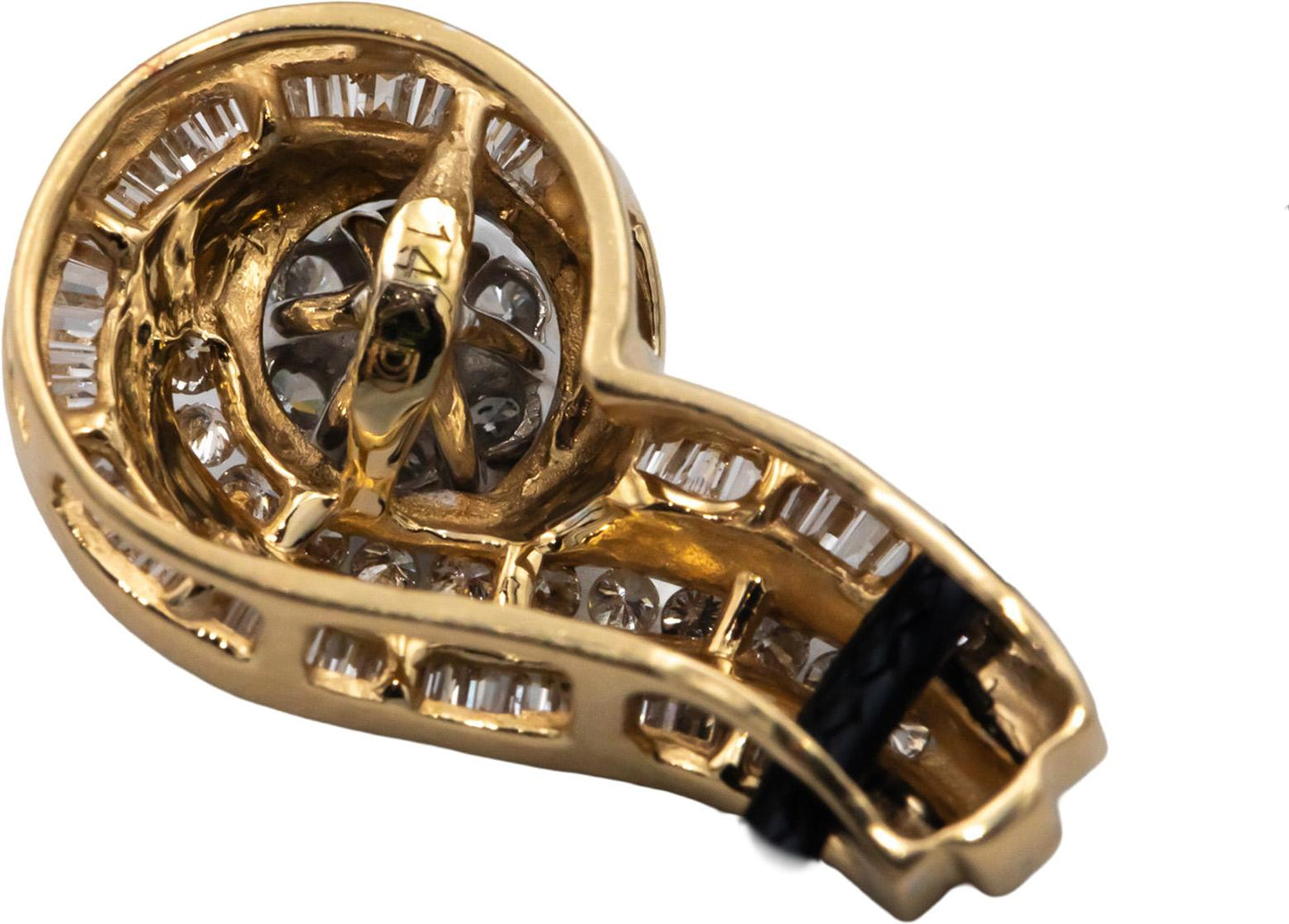 14k Yellow Gold 0.75CT Diamond Cluster Swirl Pendant