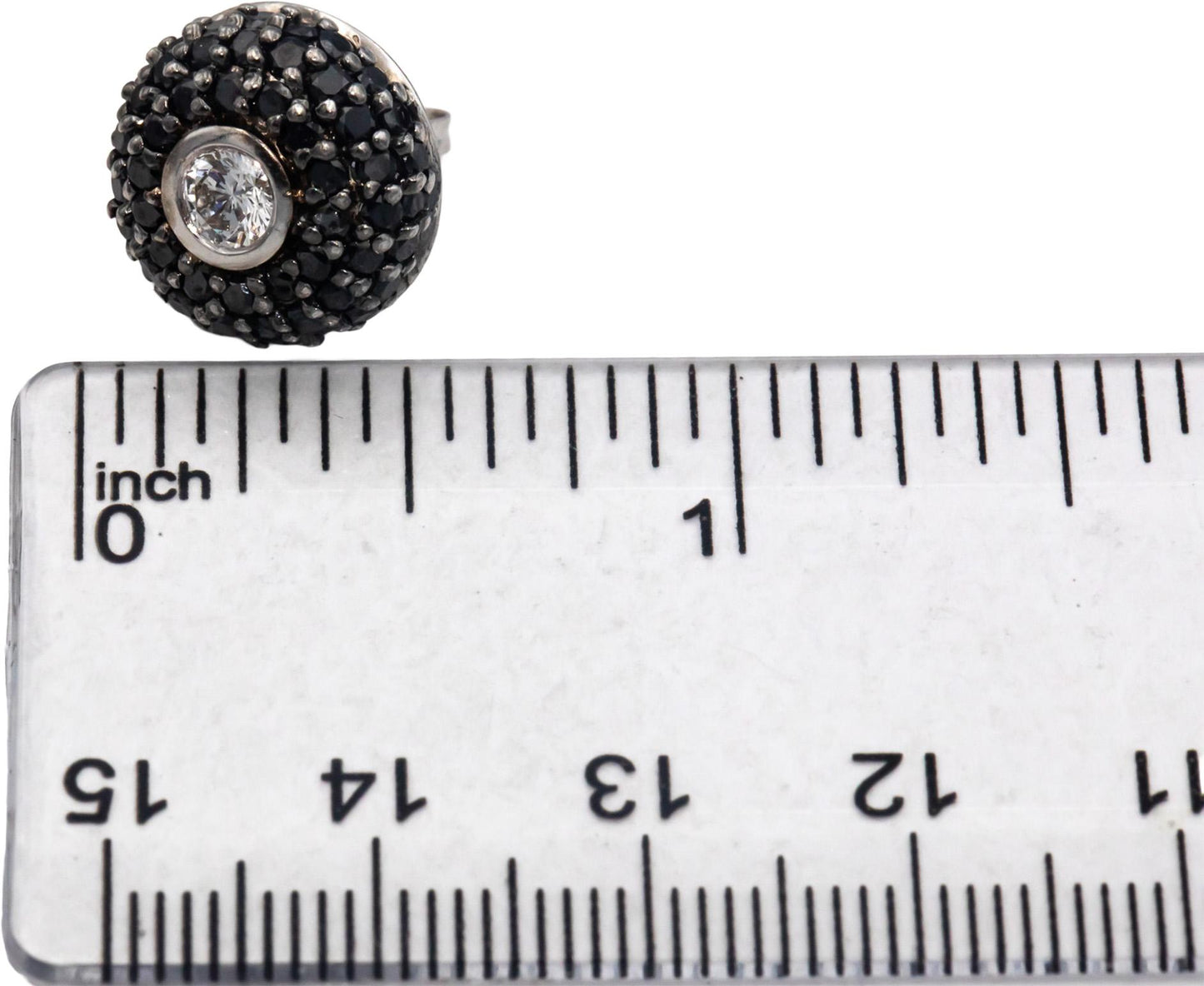 14k White Gold White and Black Diamond Cluster Stud Earrings 2.50CT