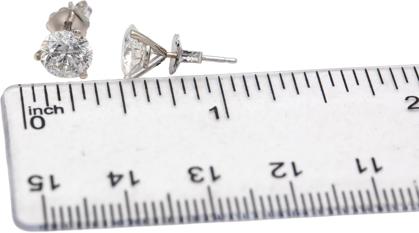 14k White Gold Jewelry Round Cut Diamond Stud Earrings 2.44CT