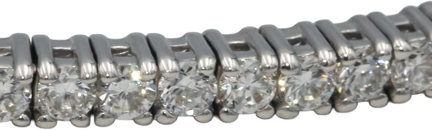 14k White Gold 1.0CT Round Cut Lab Grown Diamond Semi-Flexible Bangle Bracelet
