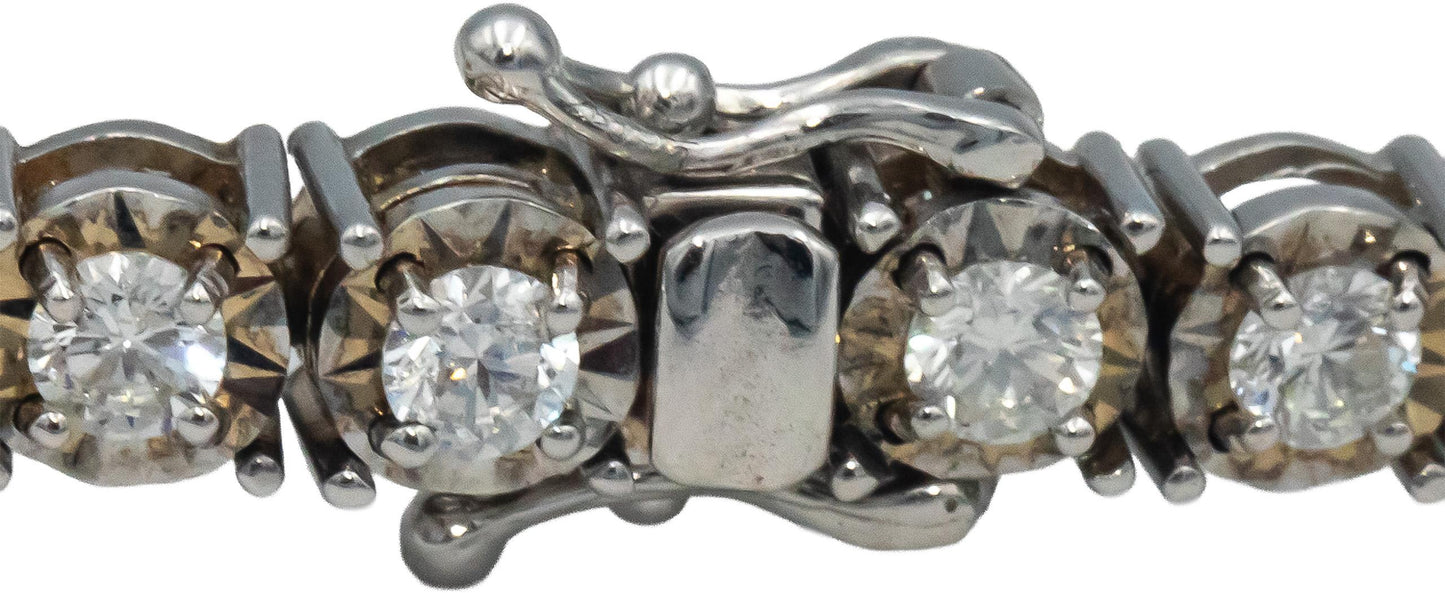 14k White Gold Round Cut Diamond Tennis Bracelet 3.65CT