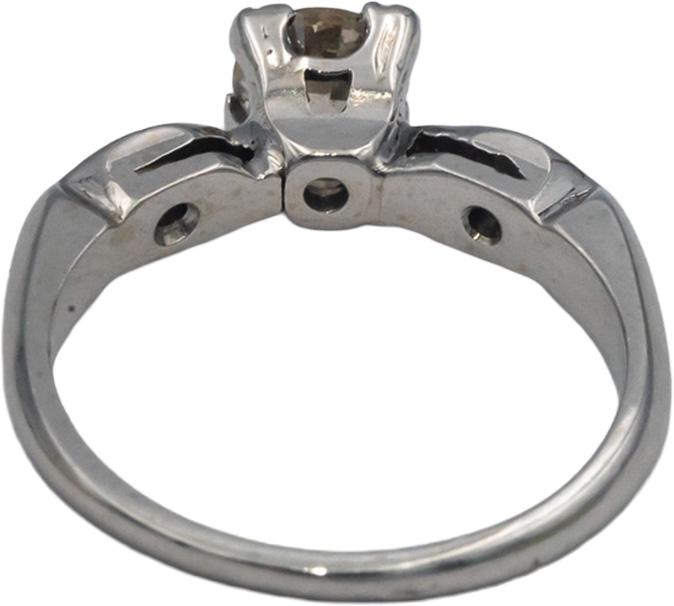 Vintage Antique 14k White Gold 0.52CT VS Diamond Ring w/ 0.50 Center Size 5.5