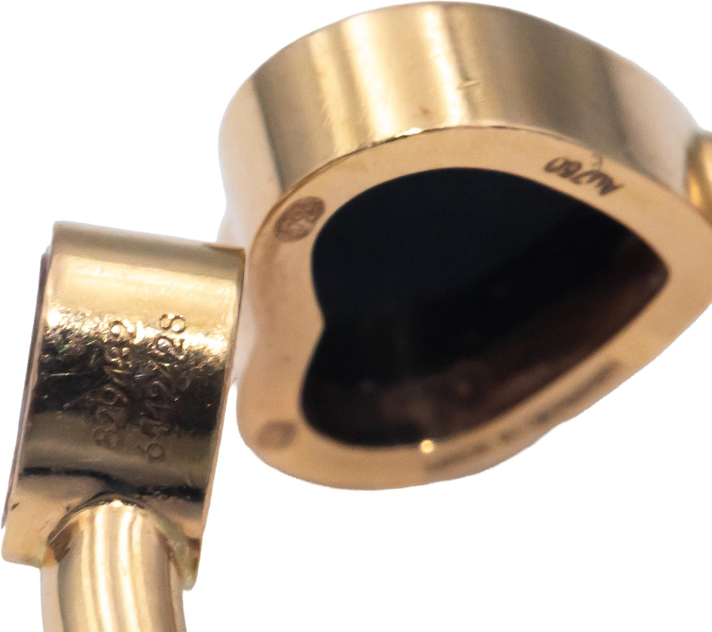 CHOPARD Happy Hearts 18k Rose Gold 0.04CT Diamond and Onyx Ring Size 5.25