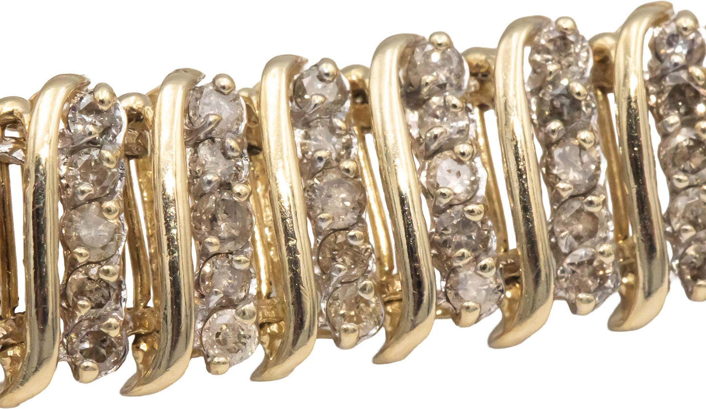 Diamond Round Cut 10k Yellow Gold Jewelry Fancy Link Bracelet 5.0CT