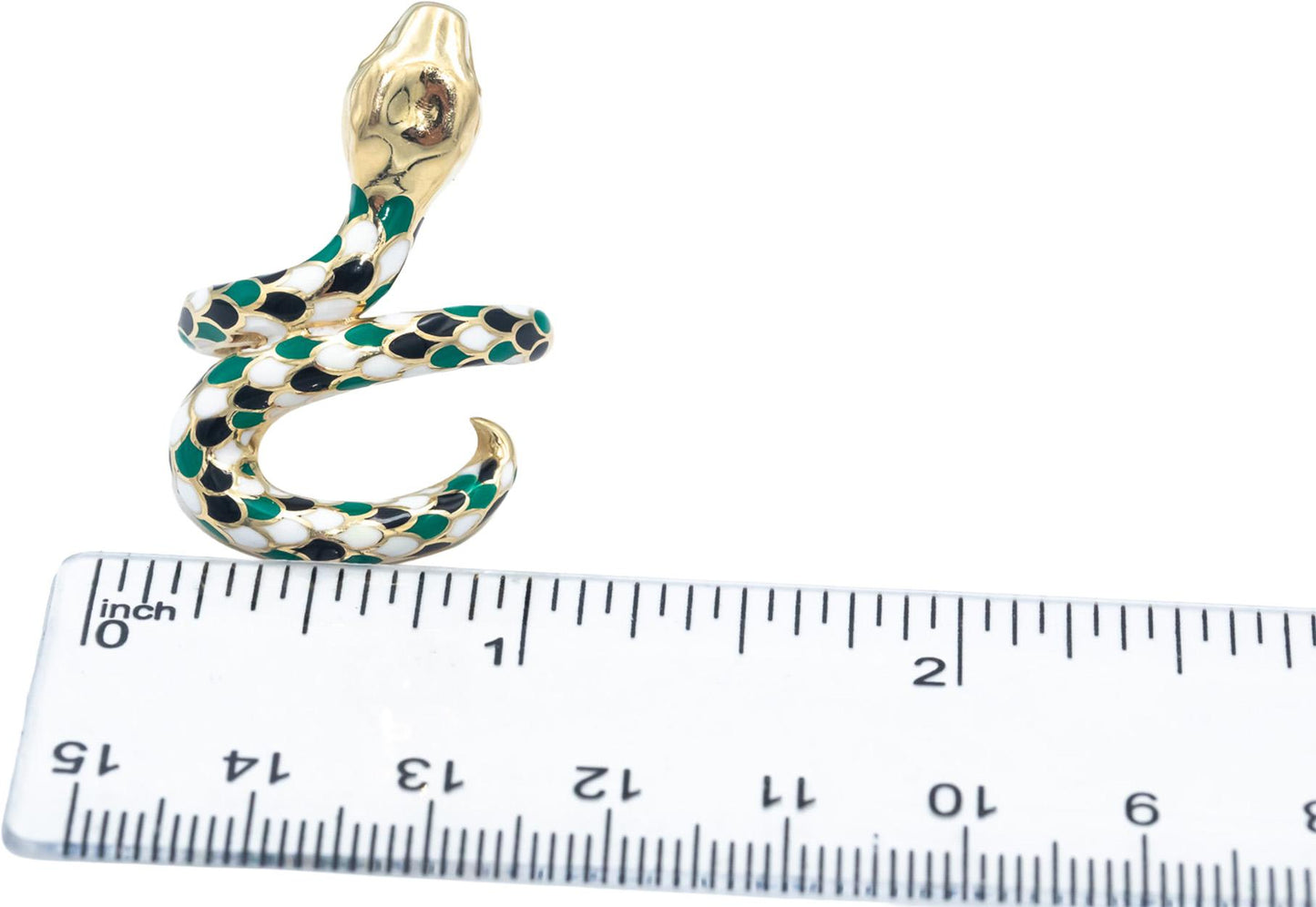 14k Yellow Gold Jewelry Colorful Enamel Snake Ring Size 8