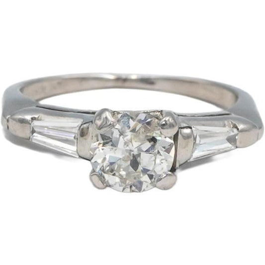 Platinum Diamond Engagement Ring 1.10CT w/ 0.85CT Center Size 4.5