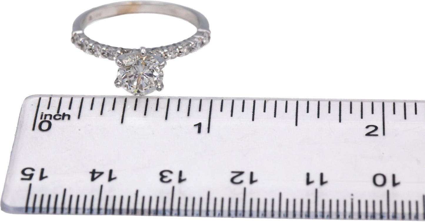 14k White Gold Round Diamond Engagement Ring 1.15CT w/ 0.75CT Center Size 8