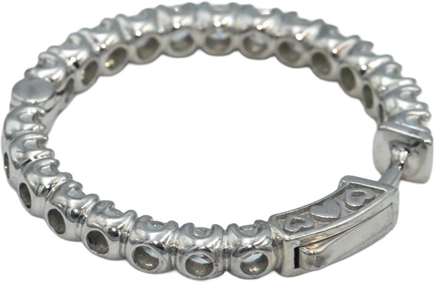 14k White Gold Round Diamond Inside Out Circle Hoop Earrings 4.44CT