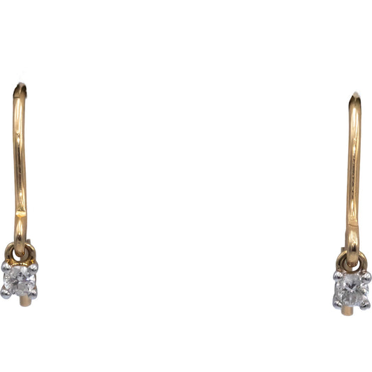 10k Yellow Gold Jewelry Round Diamond Hook Dangle Earrings 0.10CT