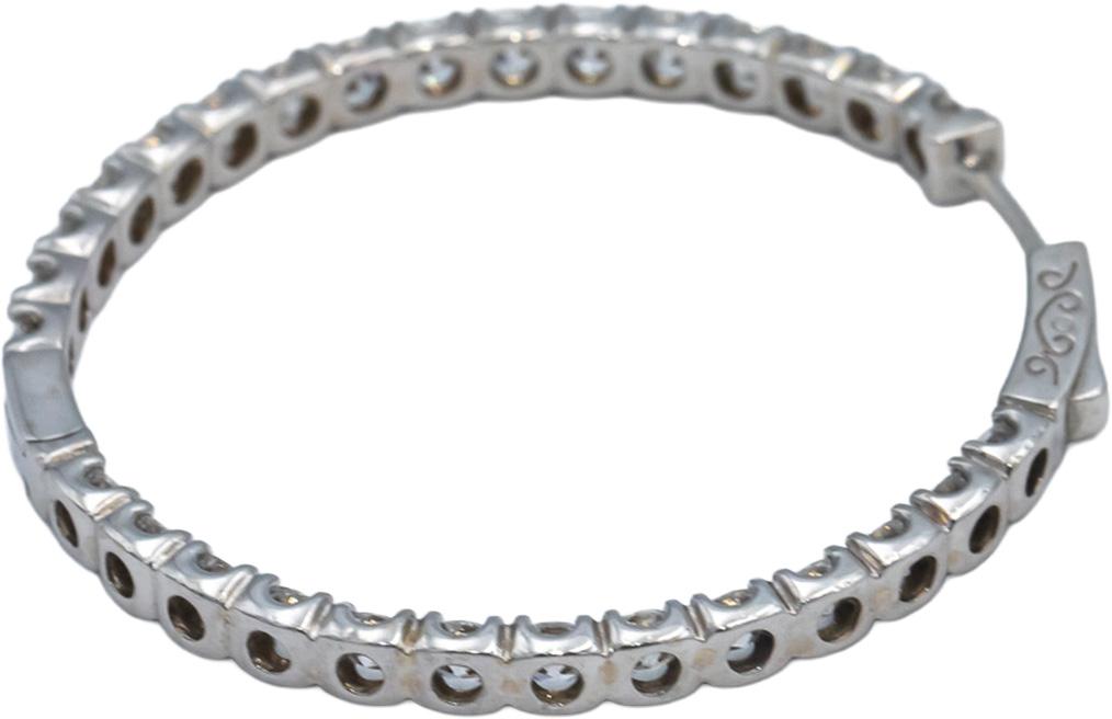18k White Gold VS Round Diamond Inside Out Oval Hoop Earrings 5.34CT