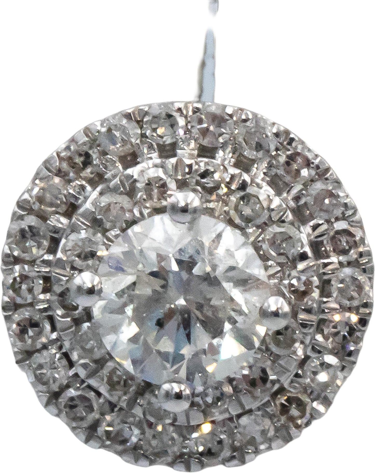 14k White Gold Round Diamond Halo Stud Earrings 1.0CT w/ 0.75CT Centers
