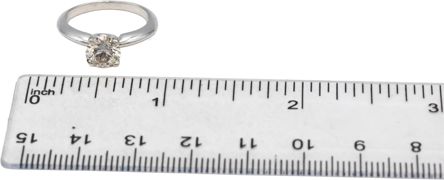 14k White Gold Round Diamond Solitaire Engagement Ring 1.05CT Size 5.25