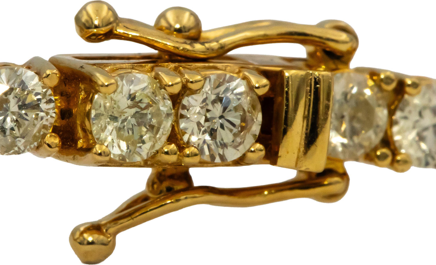 14k Yellow Gold Round Diamond Tennis Bracelet 6.45CT