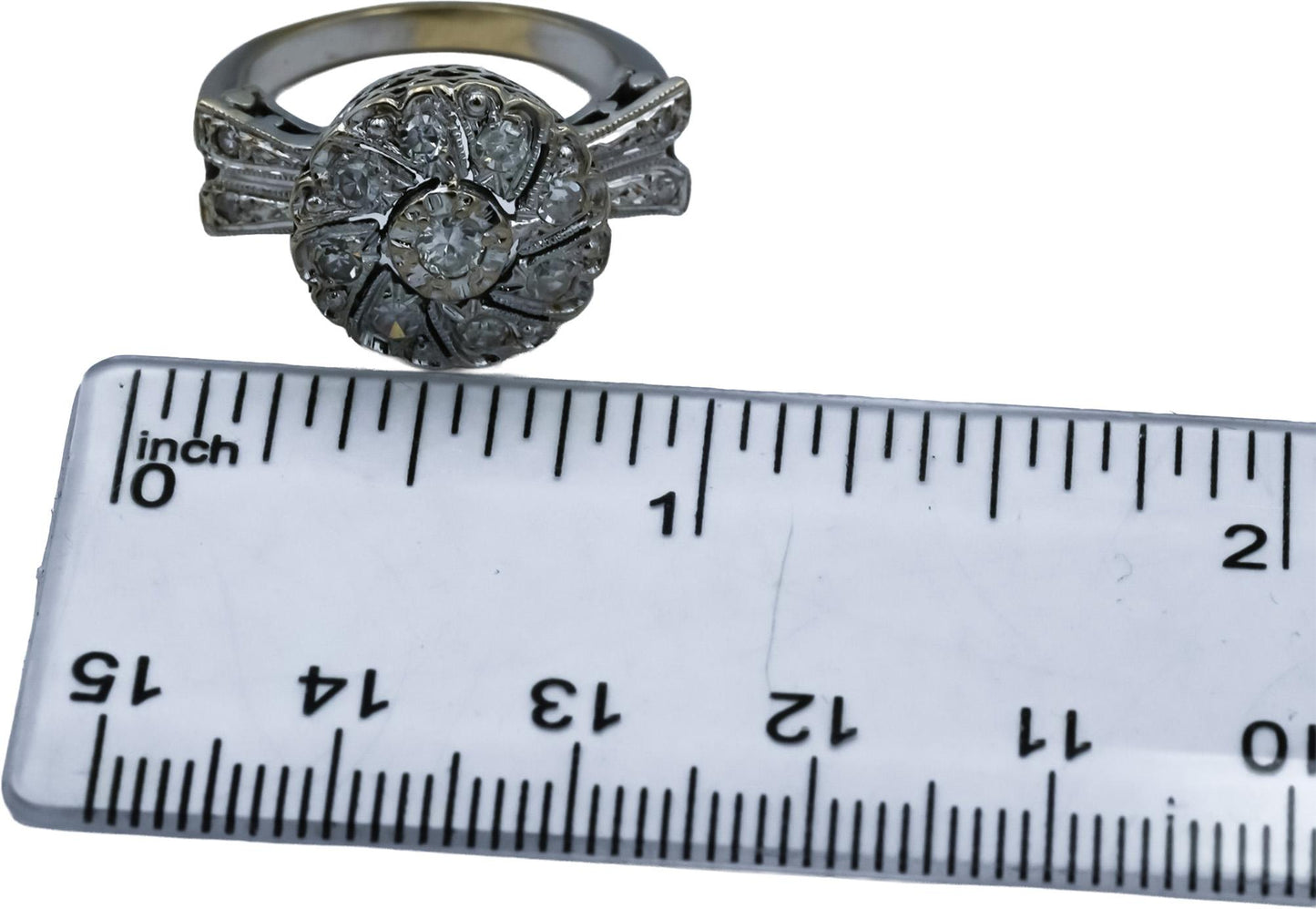 Antique Vintage Retro 18k White Gold Diamond Ring 0.75CT Size 7.25