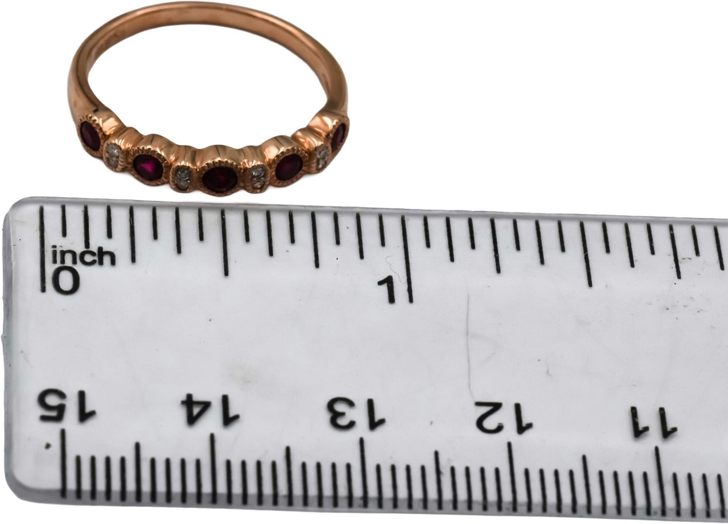 10k Rose Gold Diamond and Ruby Band Ring 0.39CT Size 7