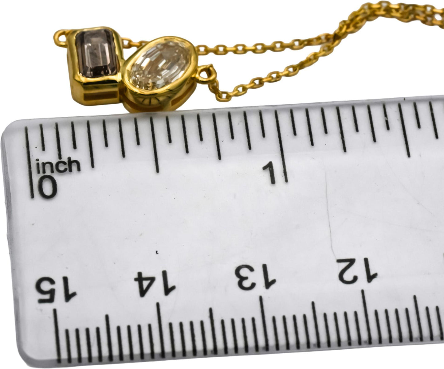14k Yellow Gold VS Emerald Cut & Oval Step Cut Diamond Pendant Necklace 2.03CT