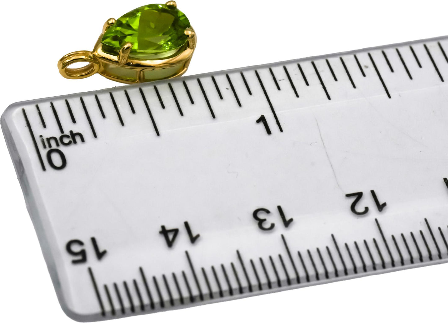 14k Yellow Gold Pear Cut Peridot Solitaire Pendant 0.74CT