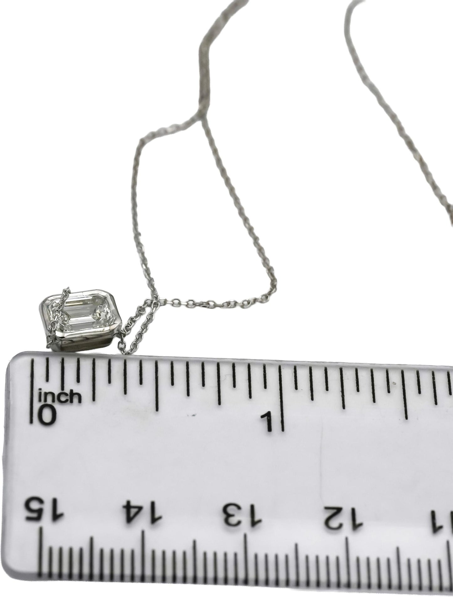 14k White Gold VS Emerald Cut Lab-Grown Diamond Pendant Necklace 1.62CT