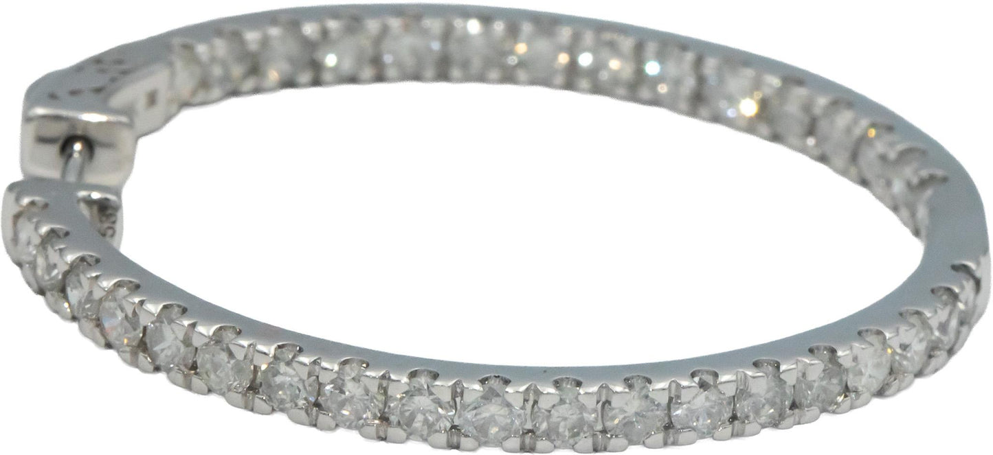 10k White Gold Round Cut Diamond Inside Out Hoop Earrings 5.0CT