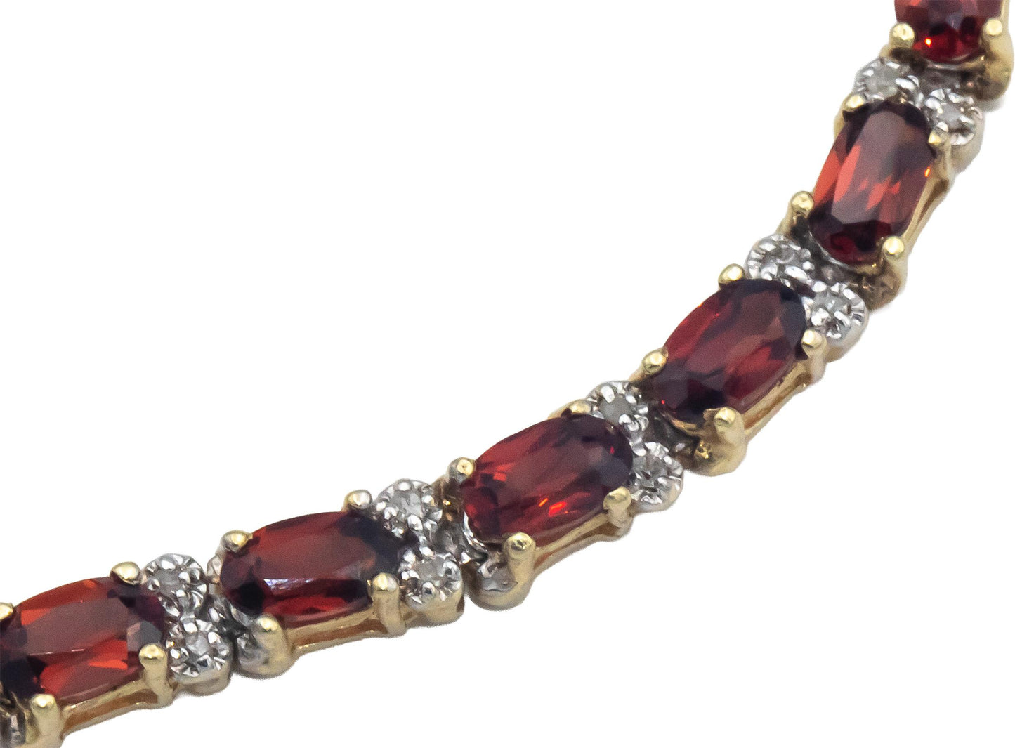 14k Yellow Gold 6.60CT Diamond and Garnet Tennis Bracelet