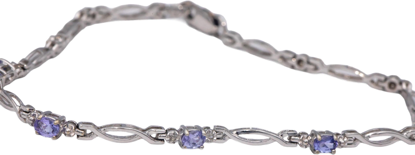 14k White Gold 0.30CT Tanzanite Fancy Link Bracelet
