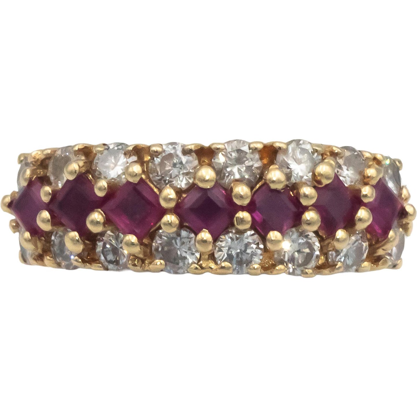 14k Yellow Gold 1.75CT Diamond and Ruby Band Ring Size 6.5