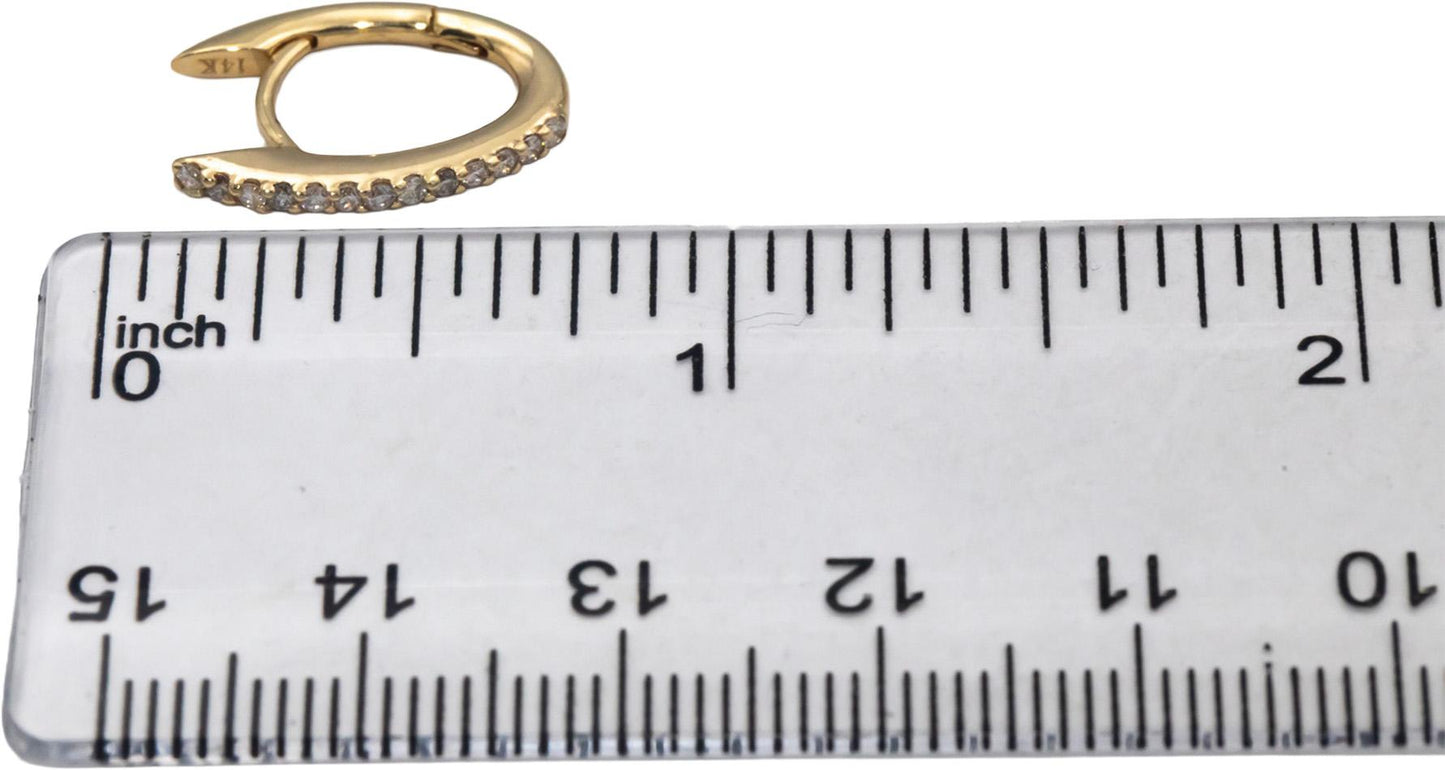 14k Yellow Gold 0.25CT Round Cut Diamond Hoop Huggie Earrings