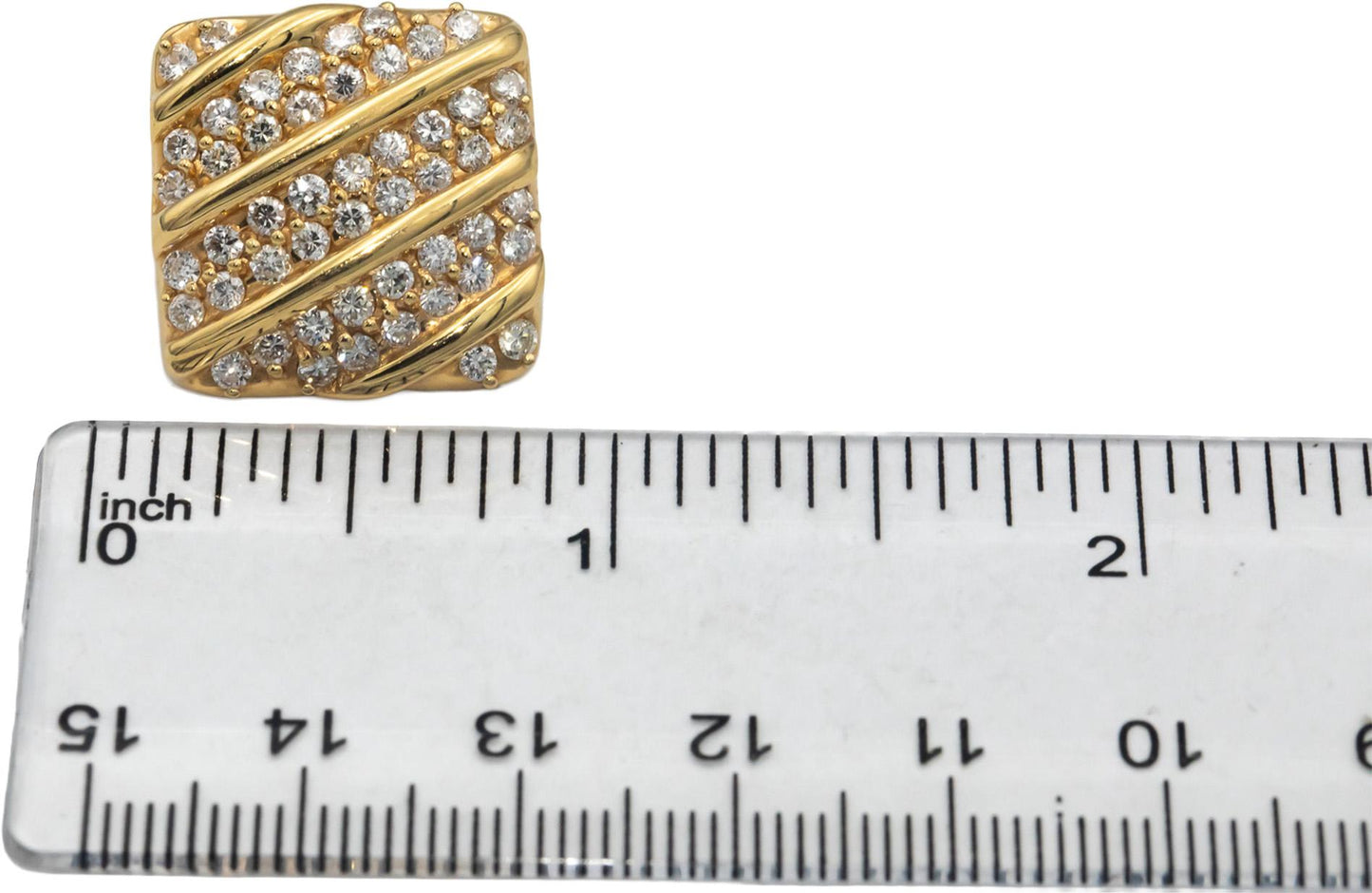 18k Yellow Gold Jewelry VS Round Cut Diamond Square Cluster Earrings 3.0CT