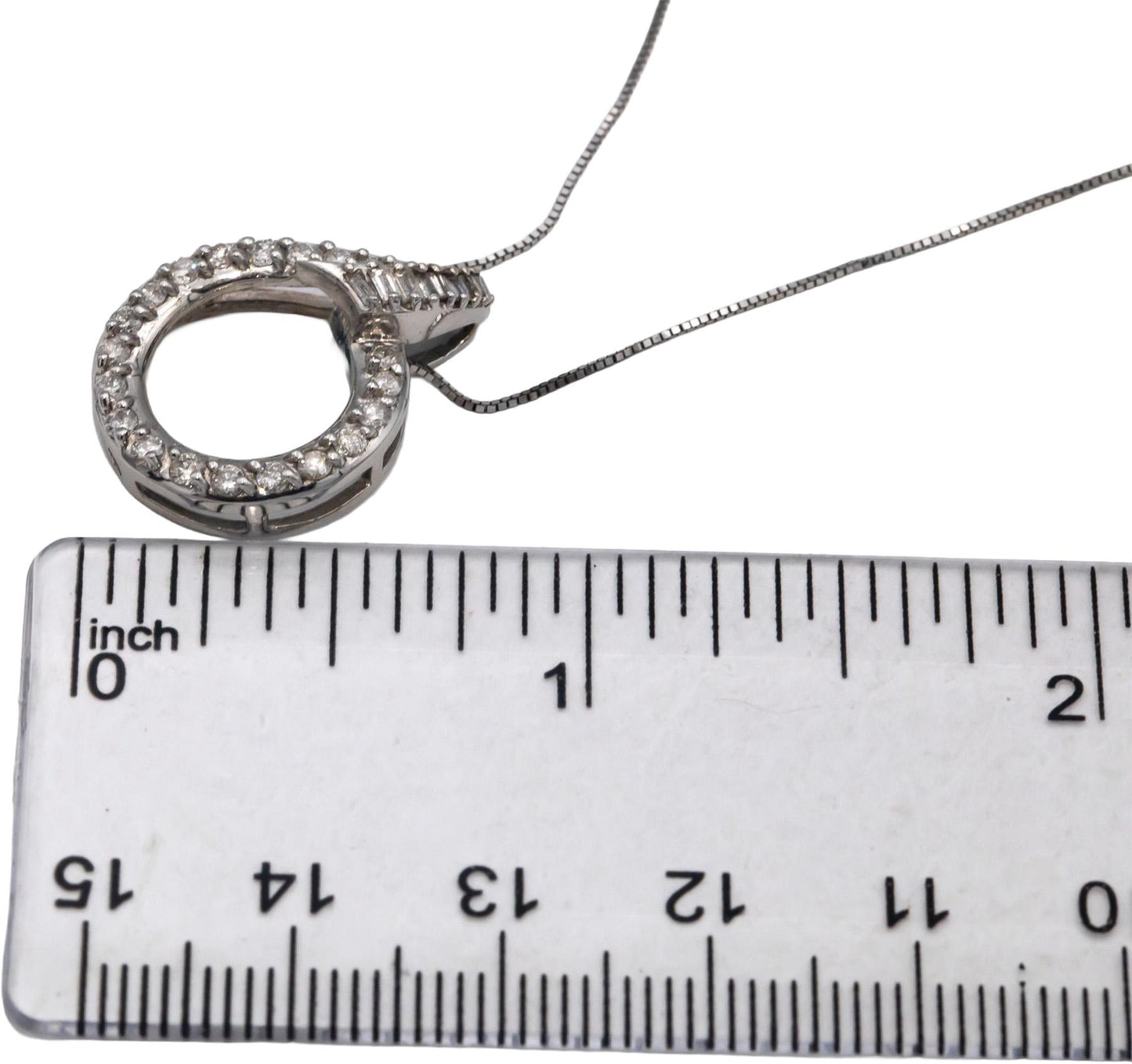14k White Gold Round Cut Diamond Circle Pendant Necklace 0.50CT
