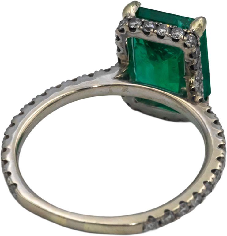 GIA Certified 18k White Gold Diamond and Zambia Emerald Ring 2.93CT Size 5.25