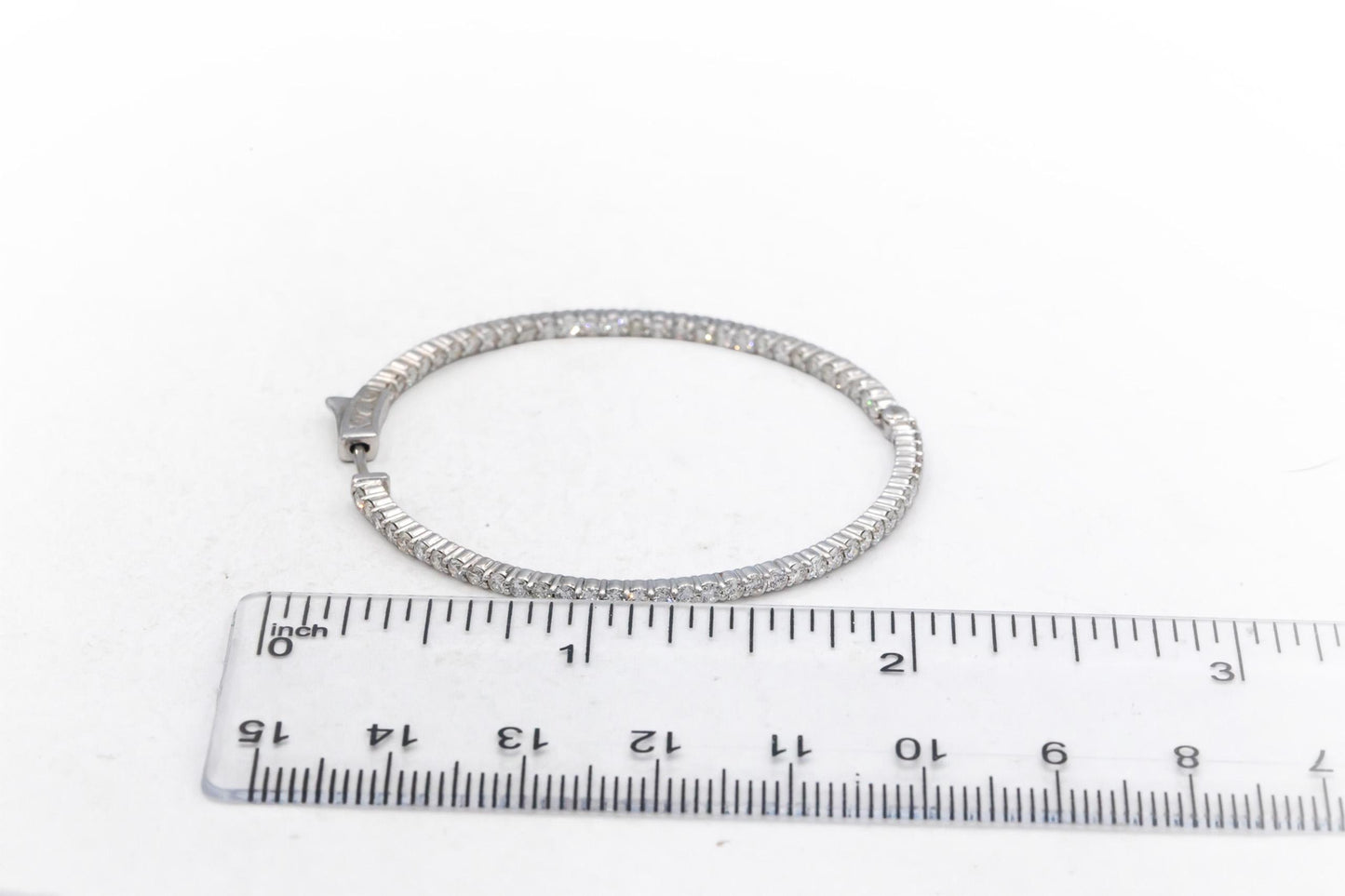 Round Cut Diamond 18k White Gold VS Oval Inside Out Hoop Earrings 5.40CT