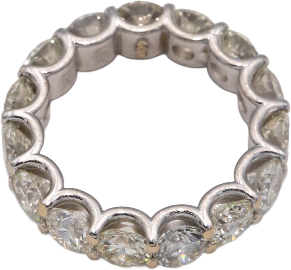 18k White Gold Round Cut Diamond Eternity Band Ring 7.67CT Size 7.5