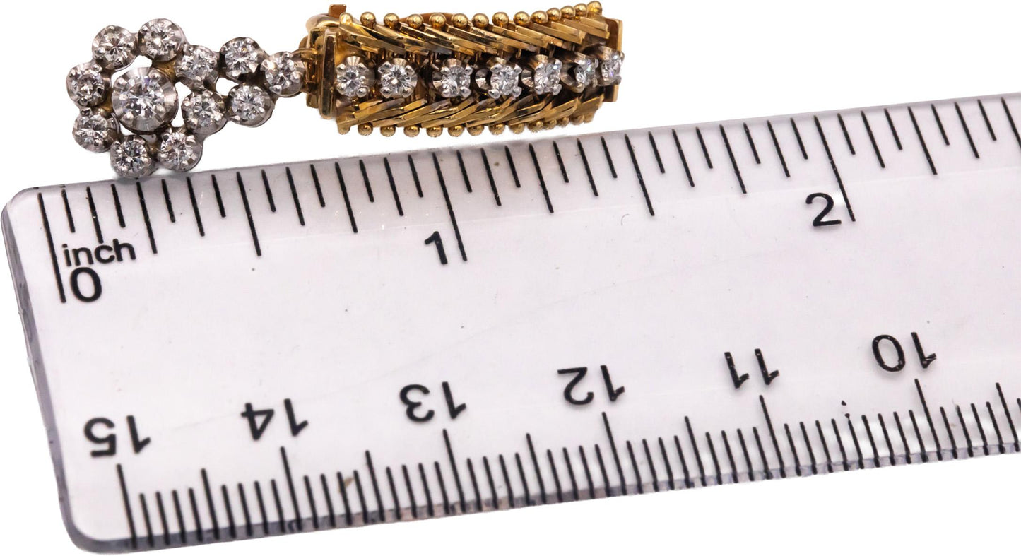 14k Yellow & White Gold VS Diamond Retro Drop Dangle Clip-On Earrings 1.0CT