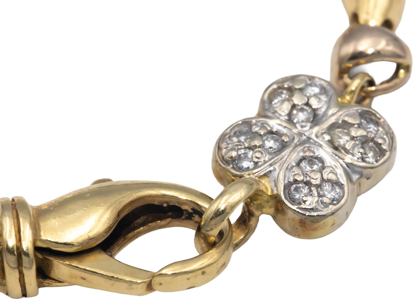 14k Yellow Gold 0.50CT Round Cut Diamond Mixed Themes Link Bracelet